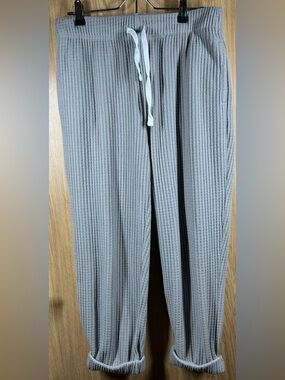 UpWest Size S Grey Waffle Knit Rolled Up Sweatpants